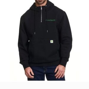 John Deere Black Quarter Zip Hoodie with Green Logo NWT